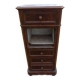 Walnut and walnut veneer bedside table with marble around 1900, door with drawers