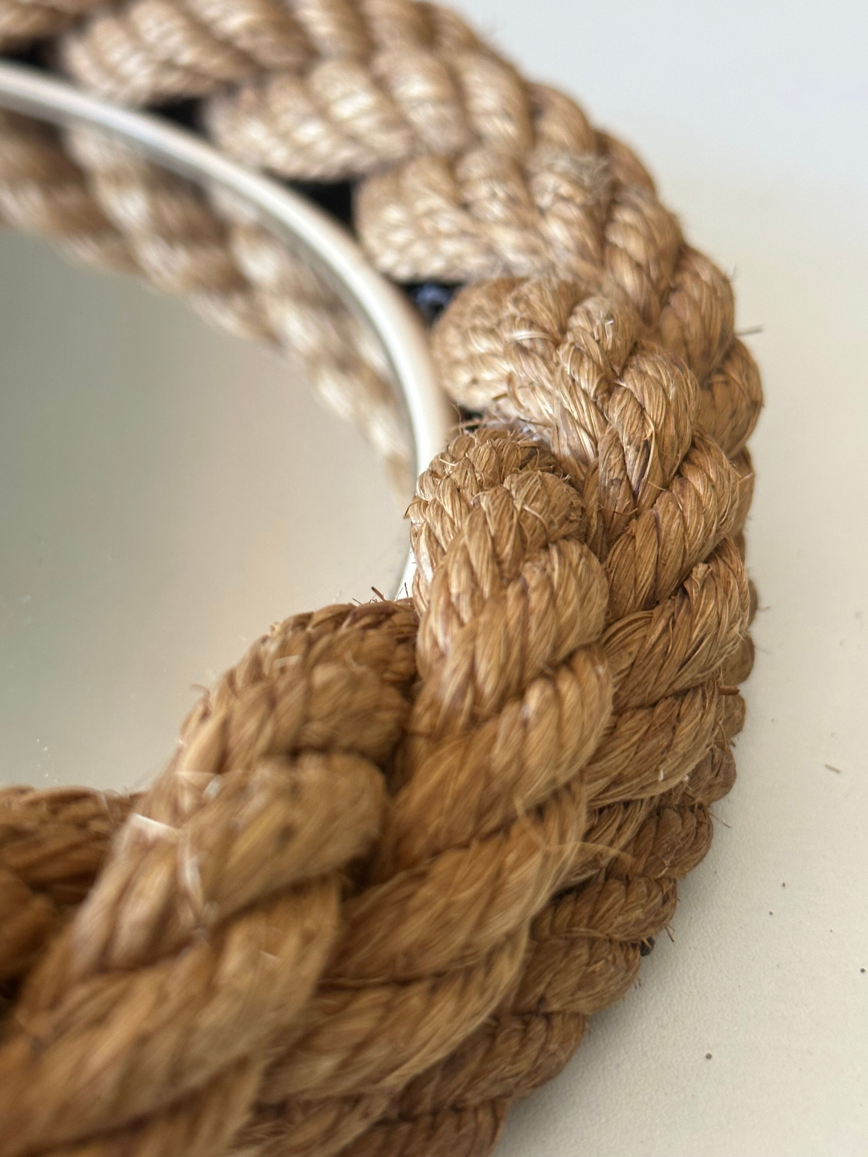 Round mirror in vintage rope 60