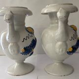 Italy Savona pair of earthenware vases floral decoration anonymous character XVIII e