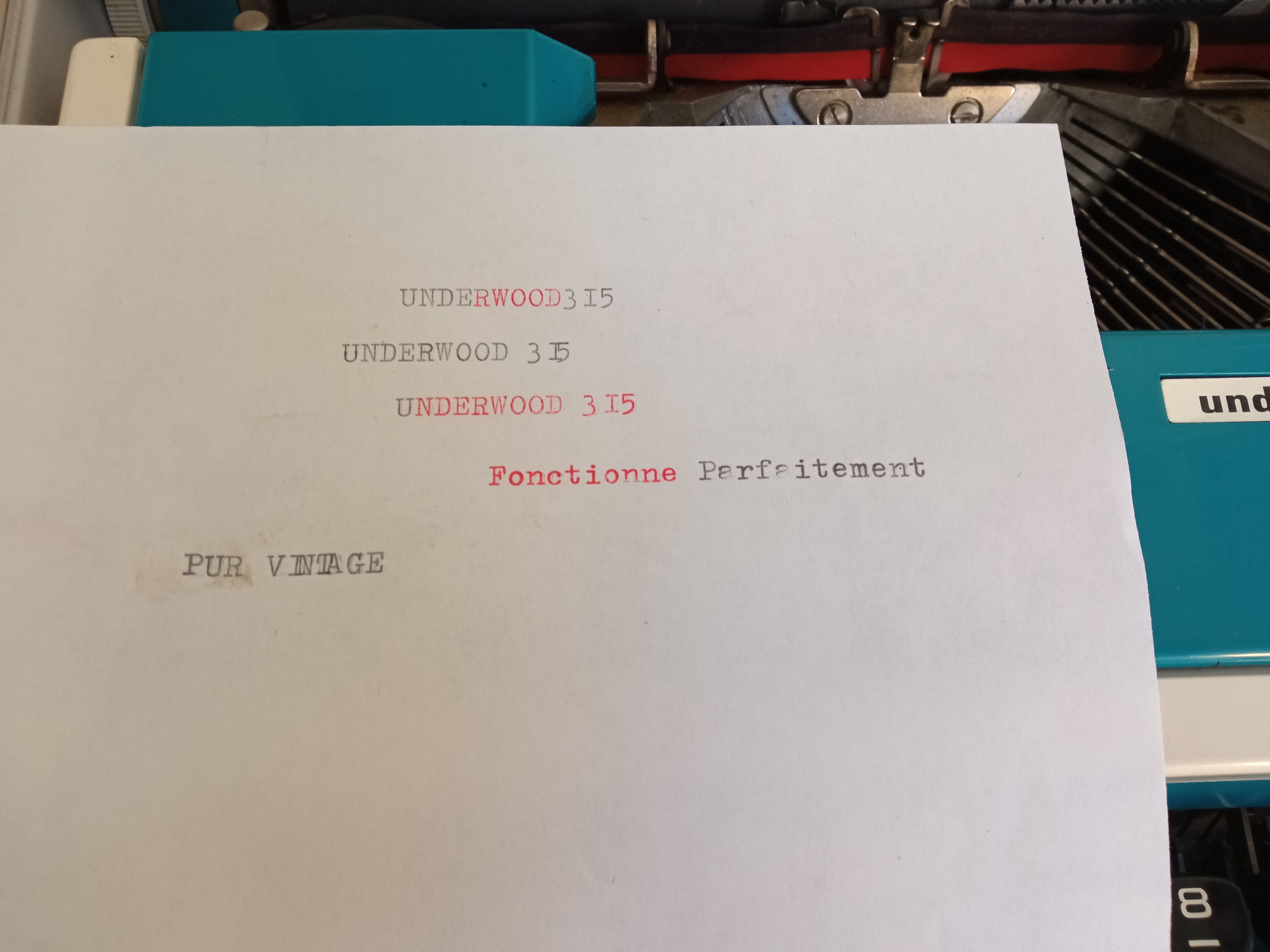 Underwood 315 blue typewriter