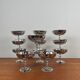Set of 12 stainless steel ice cream cups, flower pattern, high foot