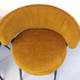 Paire de fauteuils italiens vintage en velours et métal noir des années 60