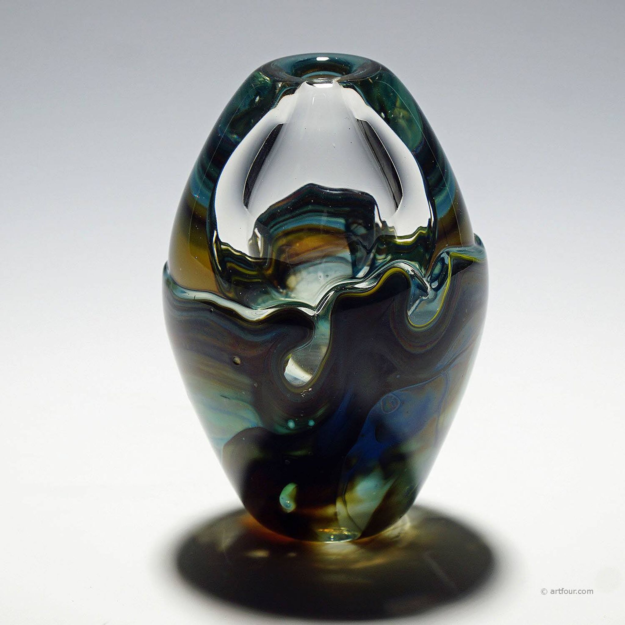 Vase en verre de studio conçu par l'artiste allemand Udo Edelmann, 1988