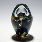 Vase en verre de studio conçu par l'artiste allemand Udo Edelmann, 1988