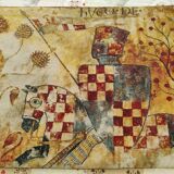 Tapisserie 2 m -Médiévale reproduction fresque croisades Templiers