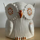 Vintage ceramic owl cache pot signed