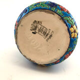 Soliflore vase in blue enamels of Longwy