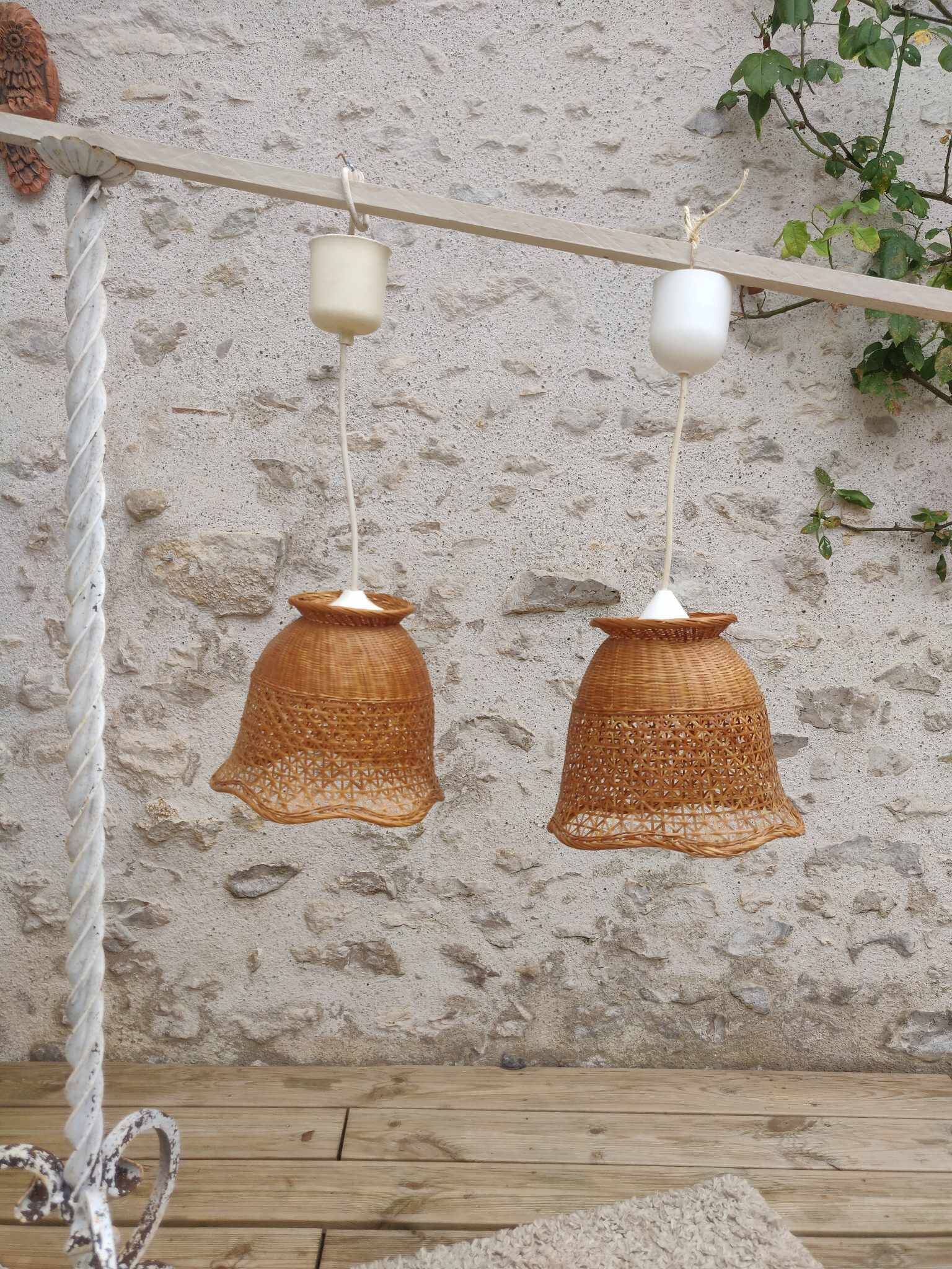 Old rattan pendant lamps