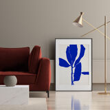 Botanical illustration in blue, 50x70cm