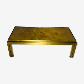 Vintage coffee table in agglomise glass and brass