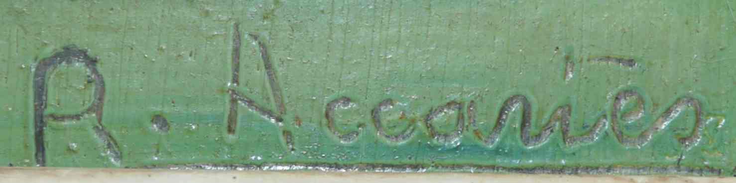 Oil painting on wood by R Accaries