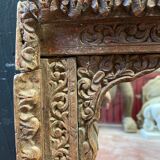 Miroir Inde Rajasthan dans un ancien encadrement  en bois de Teck 18ème superbe usure et patine