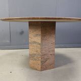 Vintage round granite dining table, 1970s