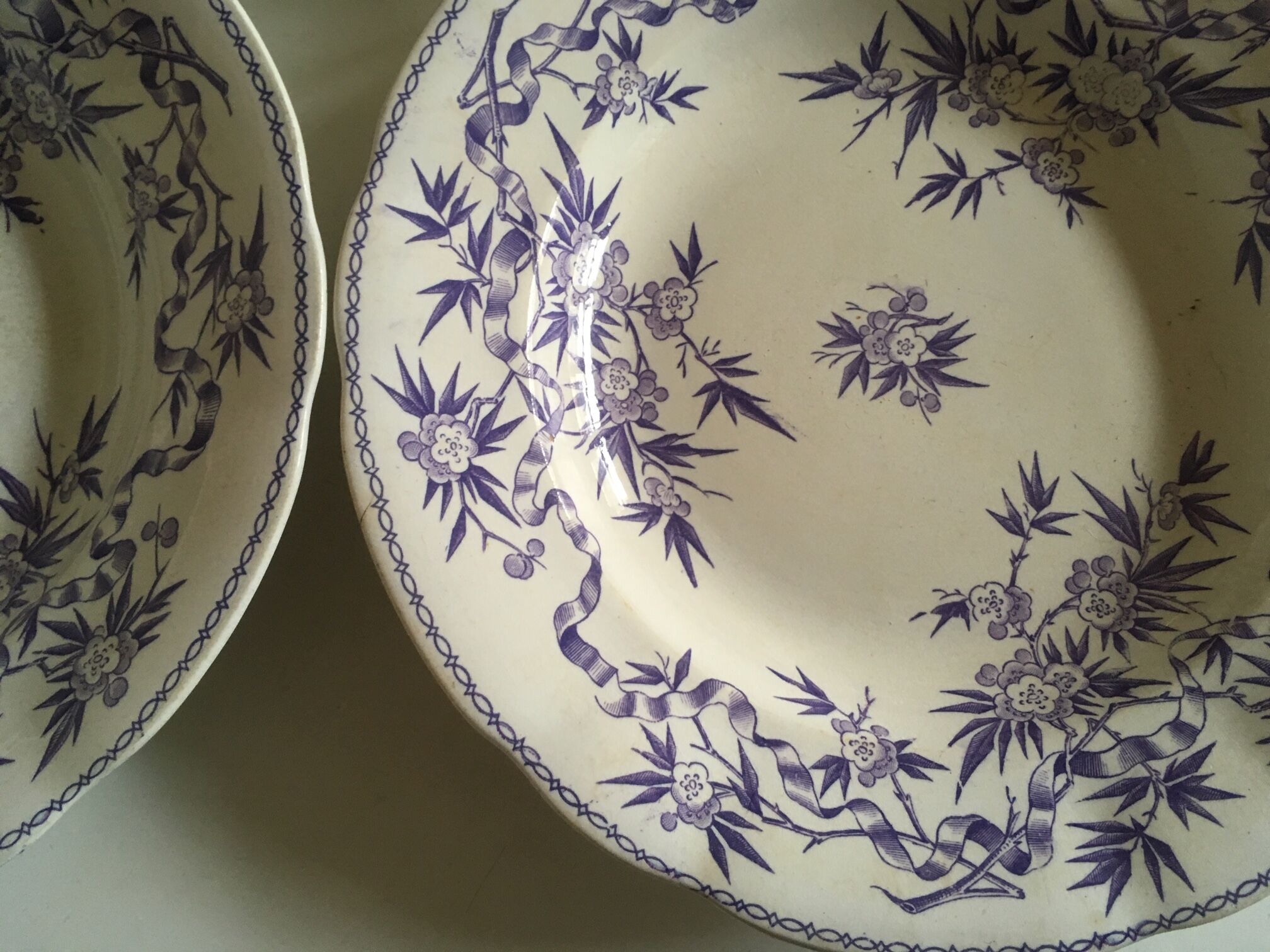 Set of 7 soup plates earthenware of Sarreguemines circa 1870 décor thorns