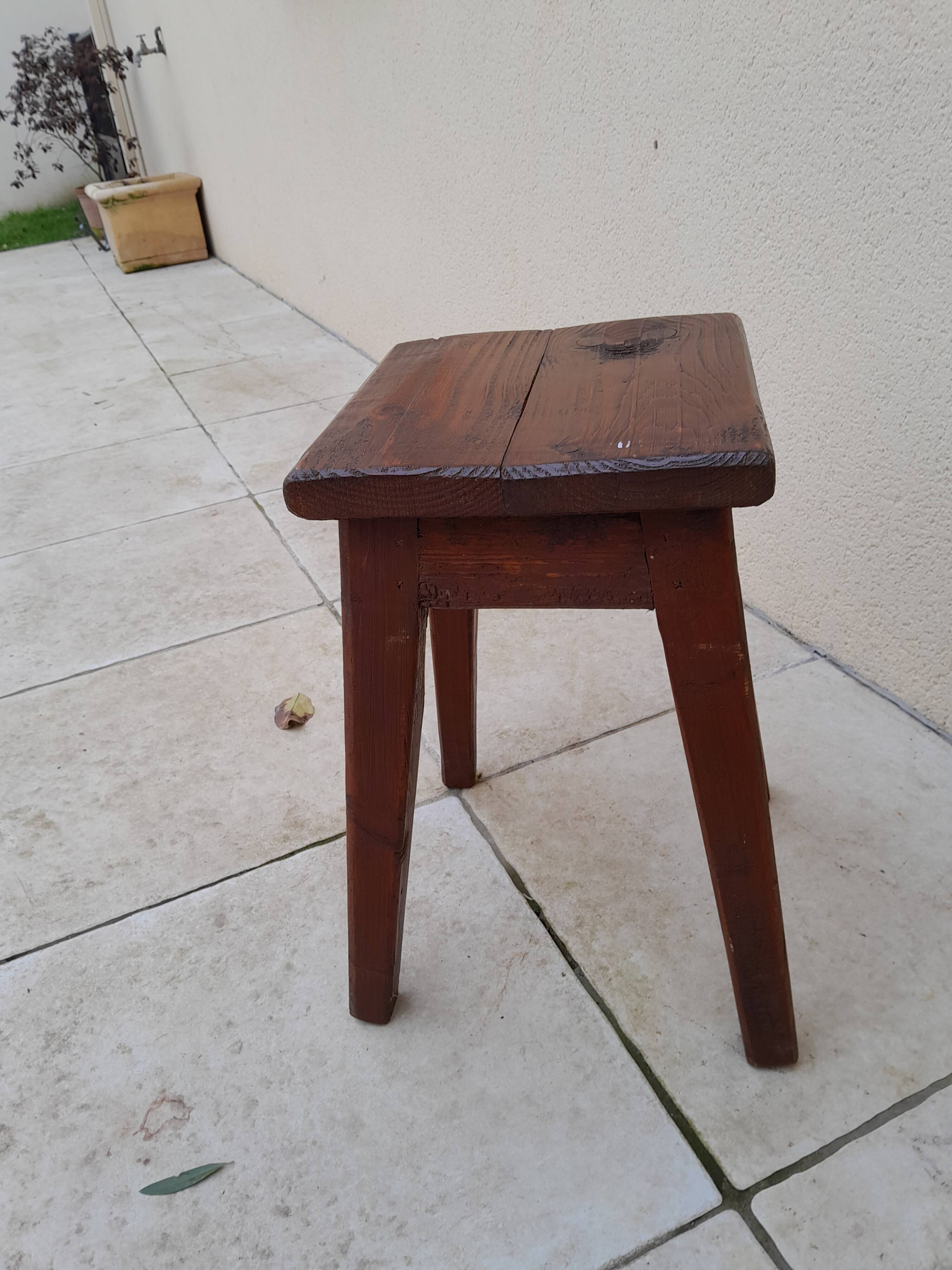 Vintage wooden stool reconstruction period 40s 50s
