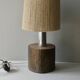 Lampe en bois massif et chrome, abat jour corde