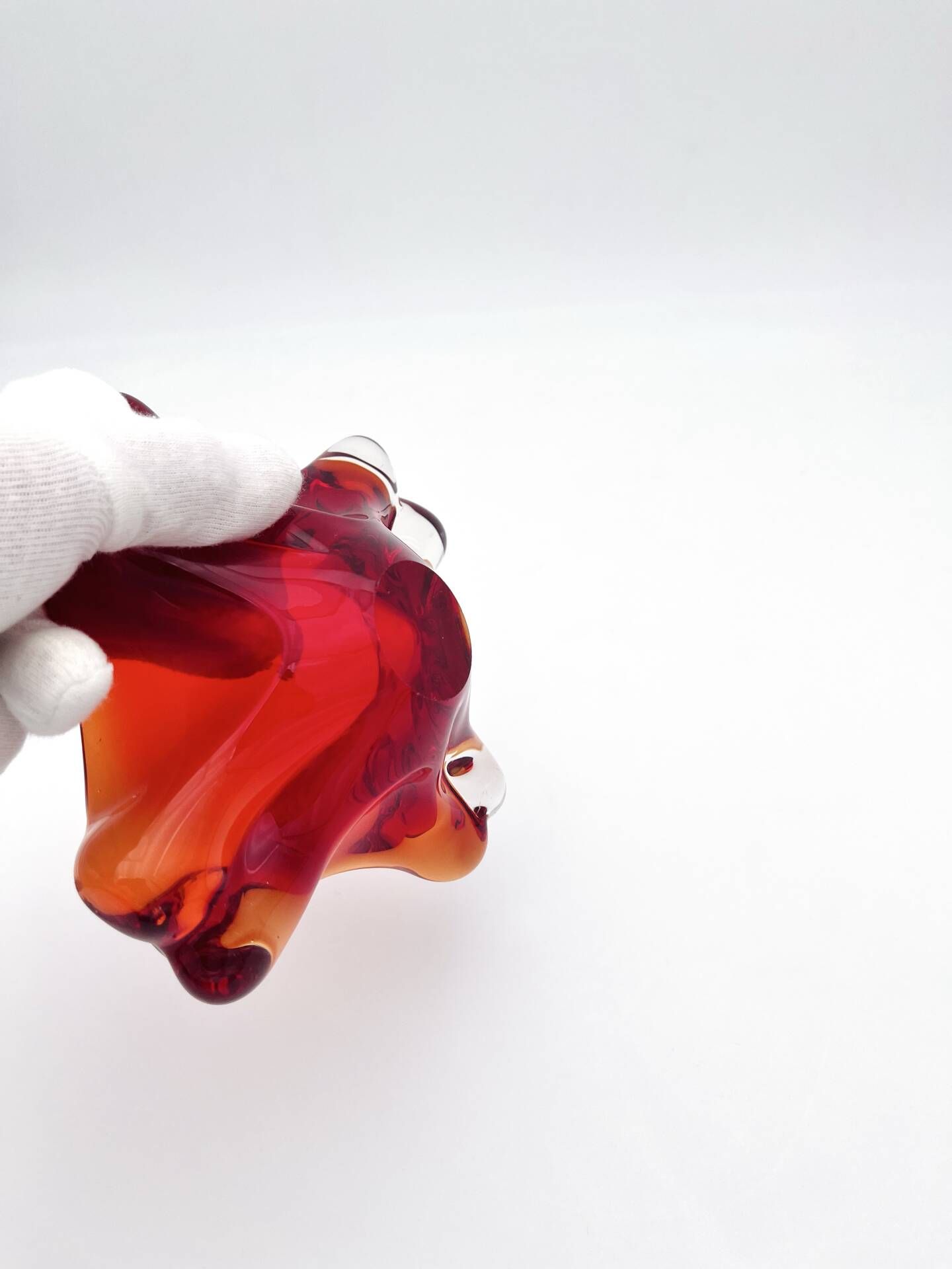 Flavio Poli Seguso Sommerso Red Amber Vintage 60s Art Glass Ashtray