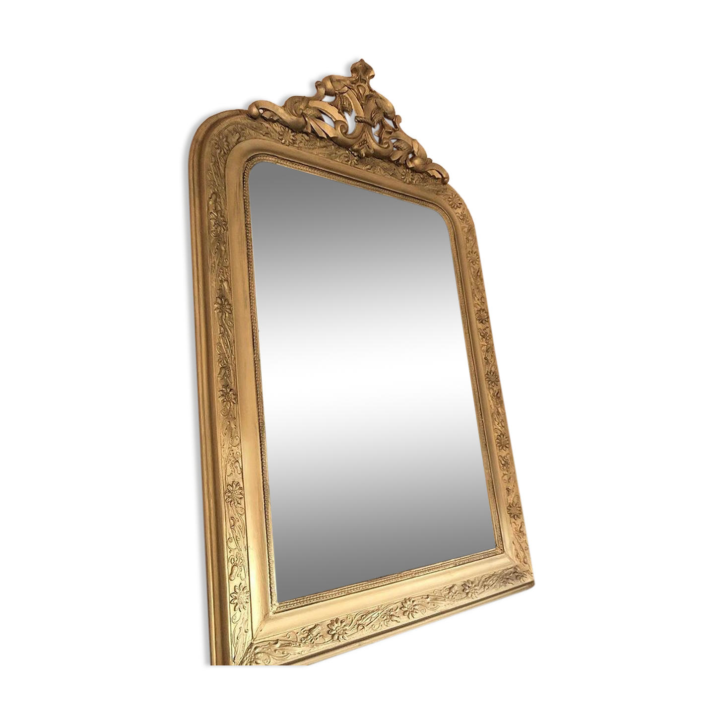 Miroir ancien fin XIXeme à fronton - 123x76cm