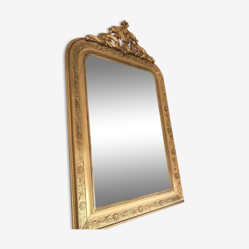 Miroir ancien fin XIXeme à fronton - 123x76cm