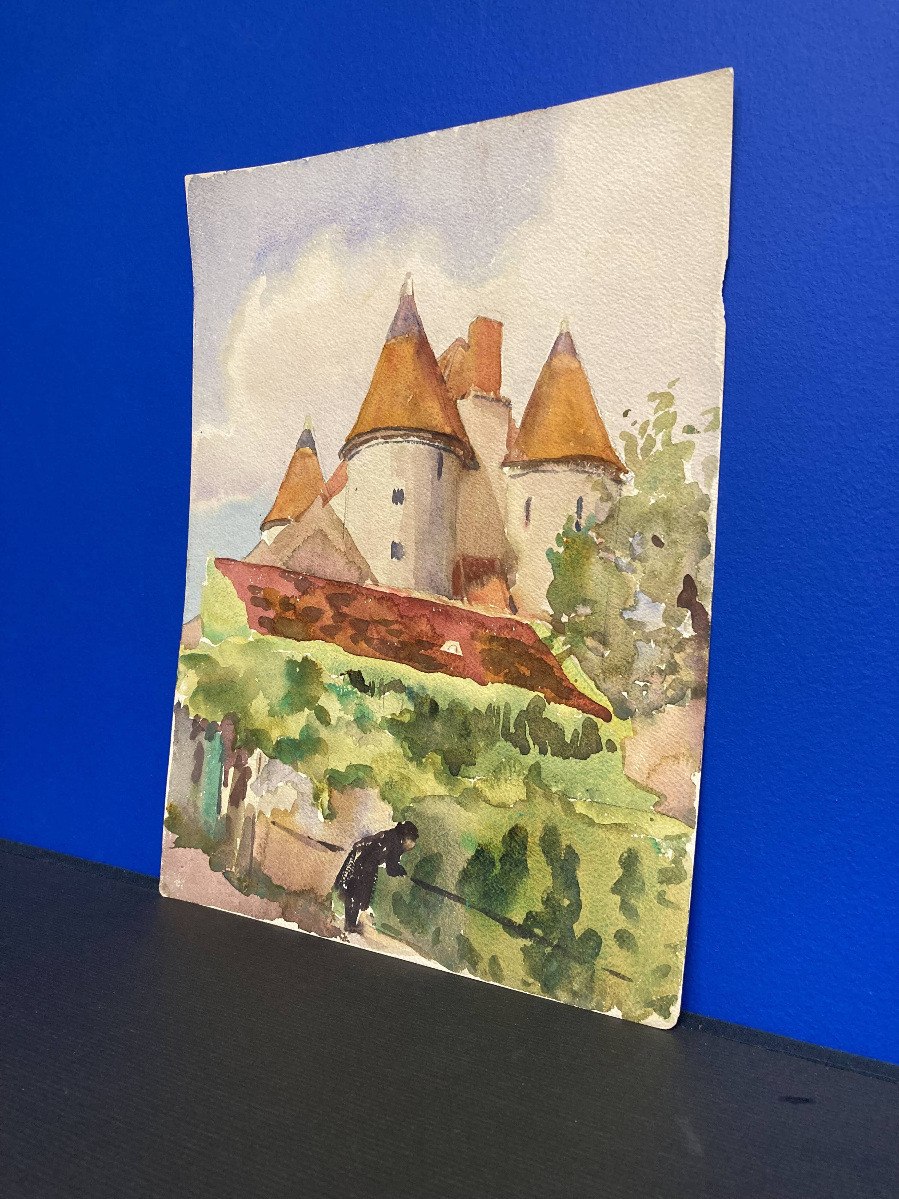 Watercolor Vintage Chateau
