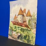 Watercolor Vintage Chateau