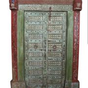 Old Indian door in old teak, original piece and patina