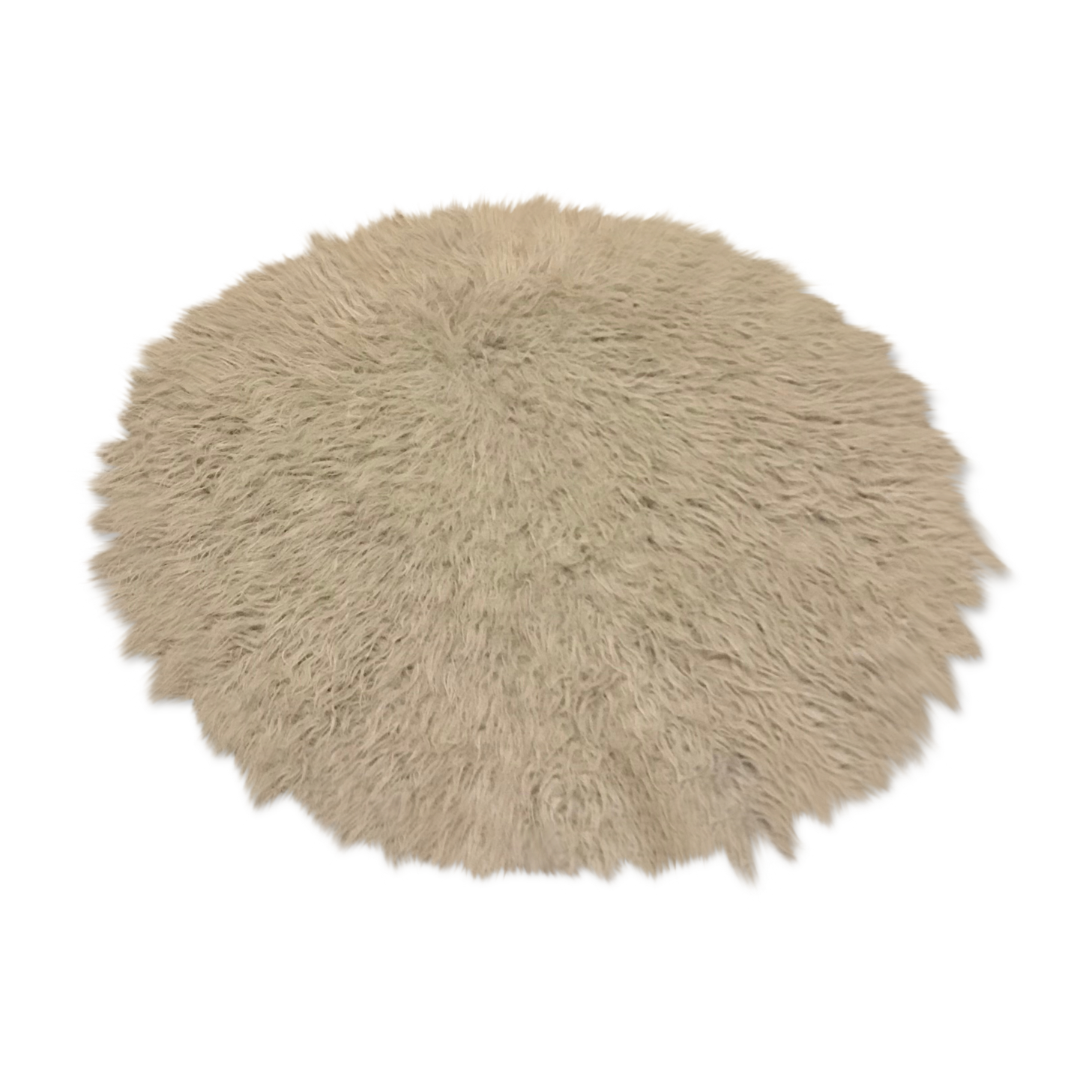 Tapis rond fourrure grise 70cm