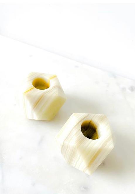 Pair of candlesticks in polished onyx