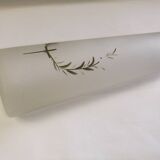 Old art nouveau vase frosted glass cylinder leaf decoration