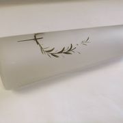 Old art nouveau vase frosted glass cylinder leaf decoration