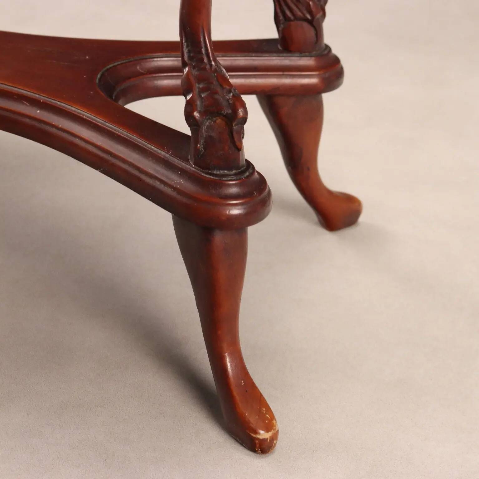 Small antique coffee table made of fruitwood and rosewood, 20th century.