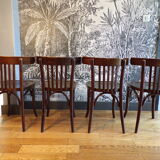 4 antique bistro chairs in curved wood