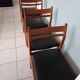 Set or suite of 4 chairs vintage Scandinavian armchairs industrial black solid wood dining room