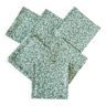 6 green cotton cloth napkins with white linens