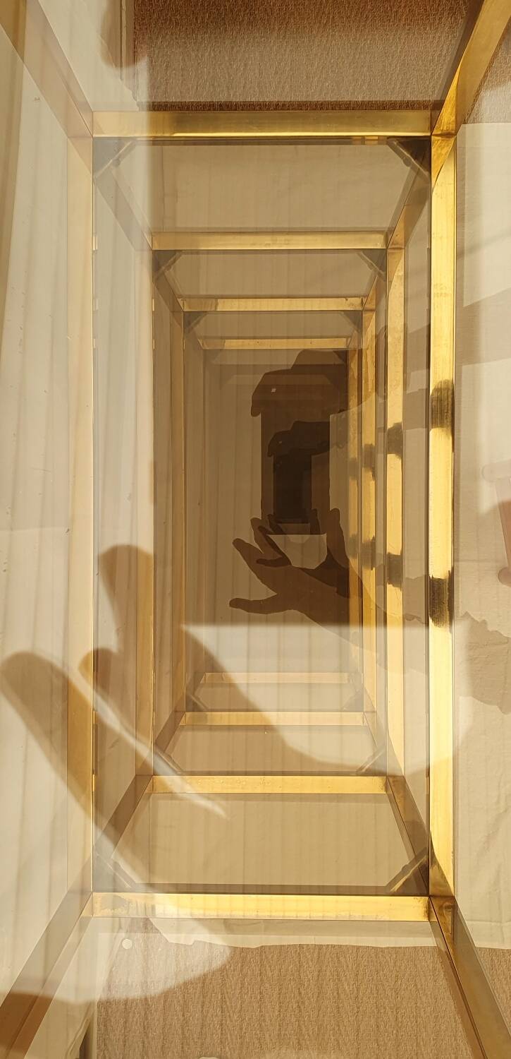 Gold and smoked glass shelf 1970