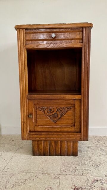 Bedside in oak and marble top