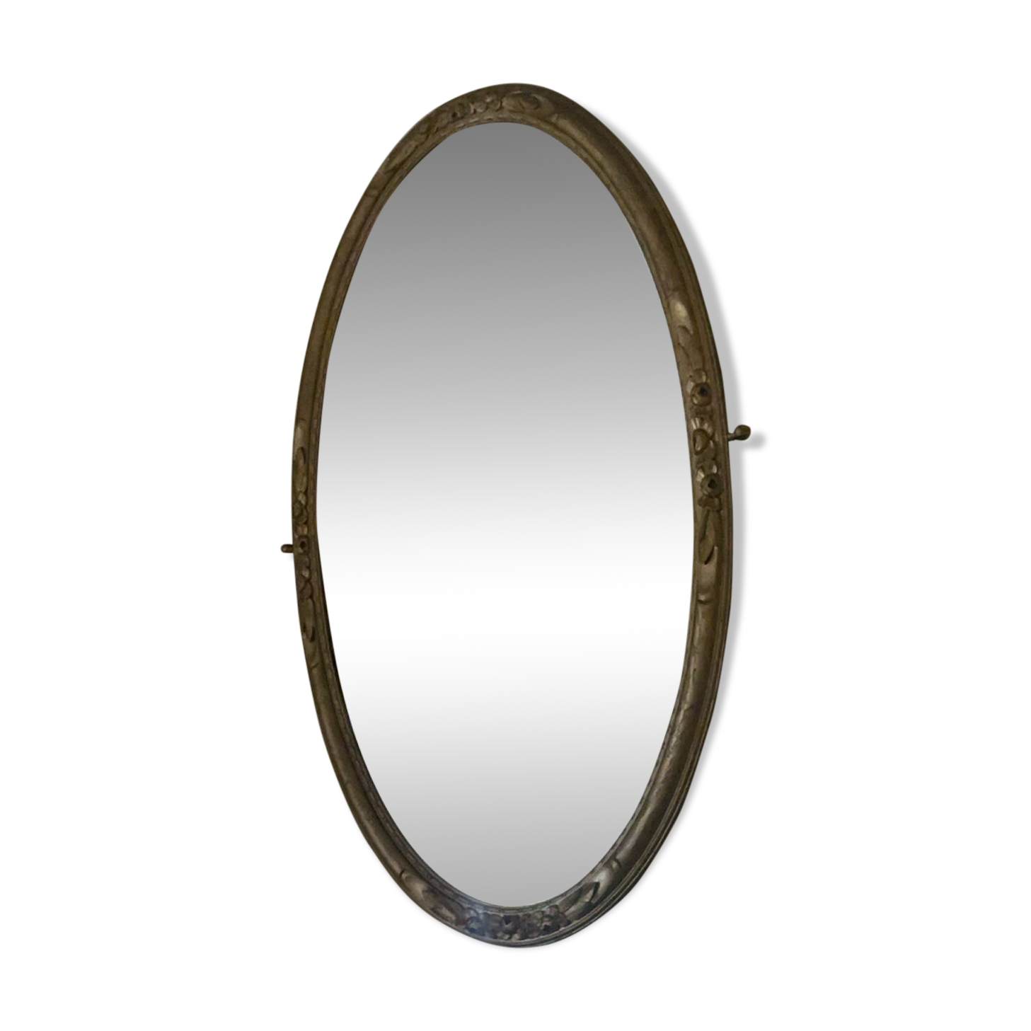Antique oval gold mirror with floral decoration – 105 × 70 cm Elegant mirror