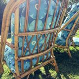 Pair of rattan armchairs "Audoux-Minnet" 1960