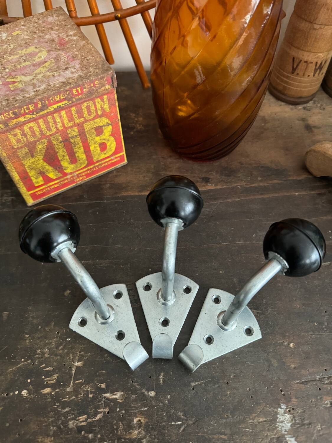 Old Bakelite ball wall hooks