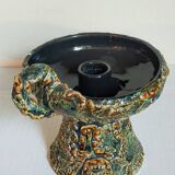 Pair of vintage Vanoise honey foam ceramic candlesticks