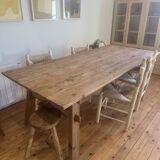 Dining table in natural wood, 220 x 100 x 77 cm, recycled pine.