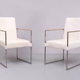 Bert Plantegie White Leather reclining Armchairs .