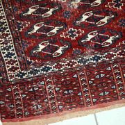 Ancient turkmen yomud handmade carpet 70cm x 118cm 1900s, 1c725