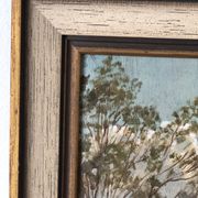 Vintage Original Landscape Oil Painting: Framed Countryside Cottage Art