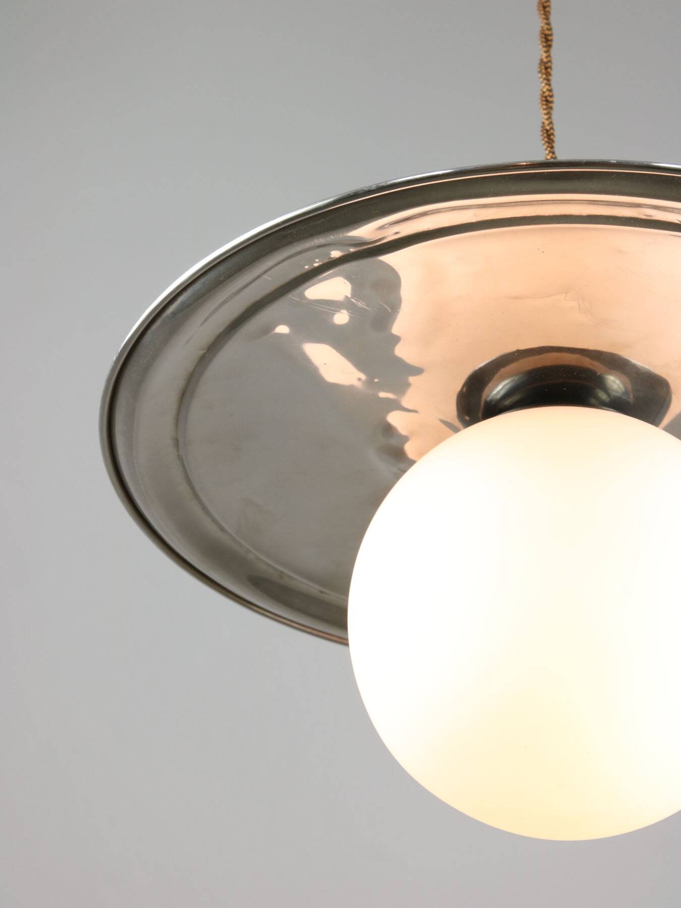 Vintage Metal and Opaline Pendant Lamp