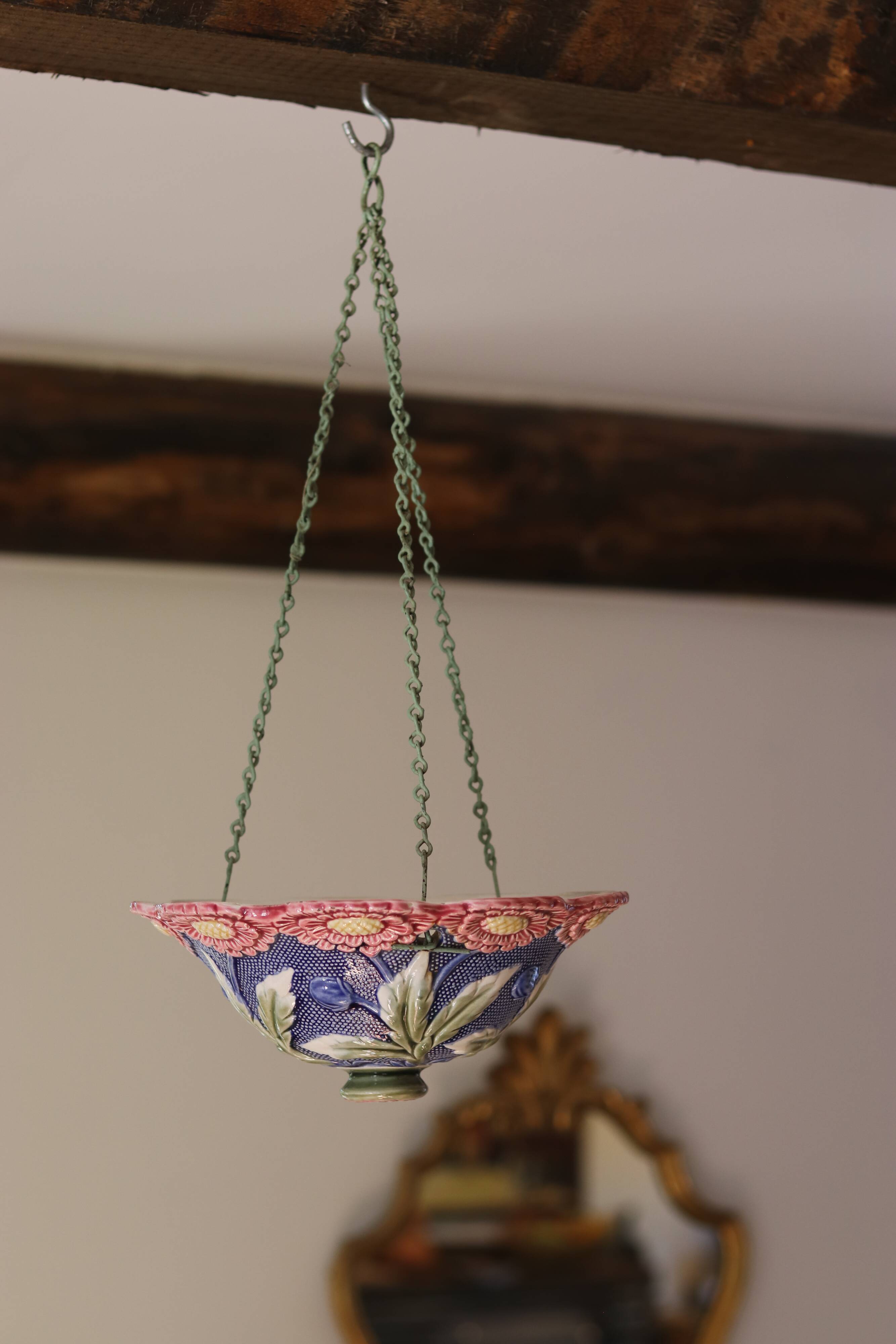 Hanging planter in slip circa 1900