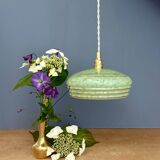 Vintage green and gold Clichy glass lampshade pendant light
