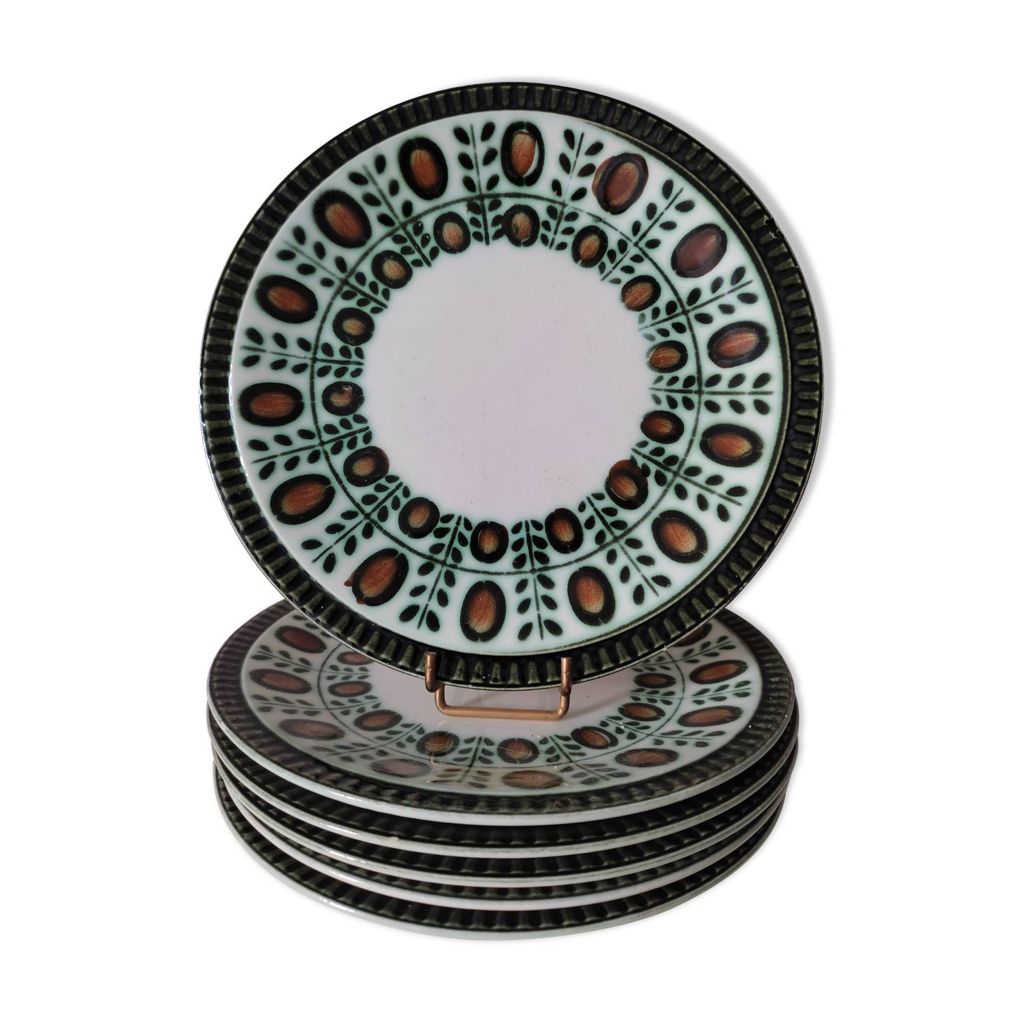Set of 6 plates a dessert Boch model Walnut