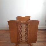 Lit en bois et rotin vintage