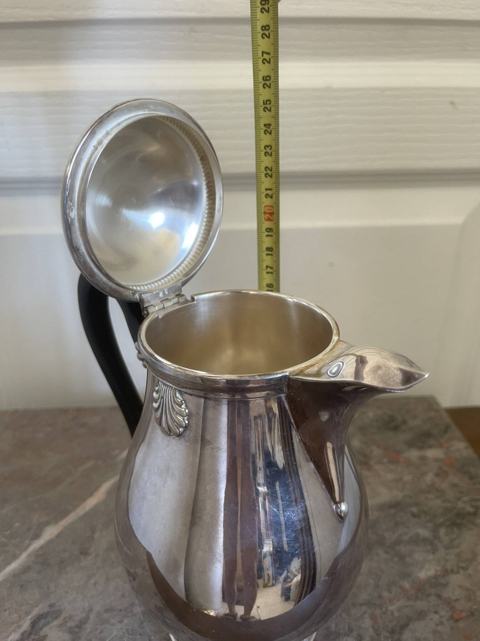 Ancien théière cafetière métal argenté boulenger coquillage coque